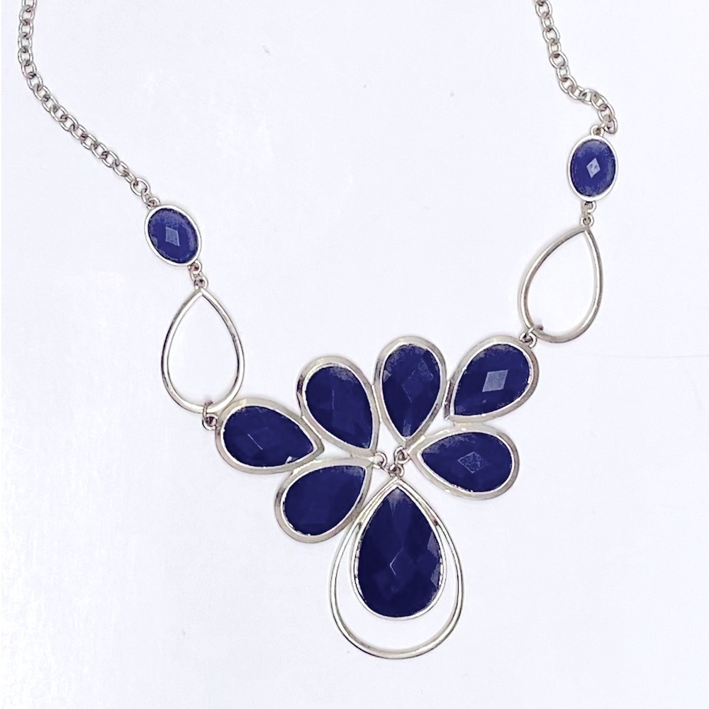 Dark Blue and Silver Adjustable Necklace